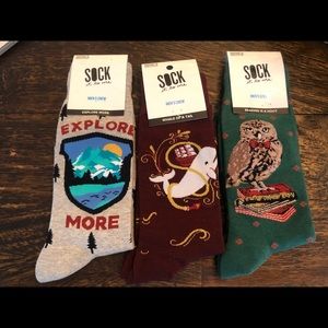 3 pairs of men’s Sock It To Me- Whale of a tail, explore more, reading is a hoot